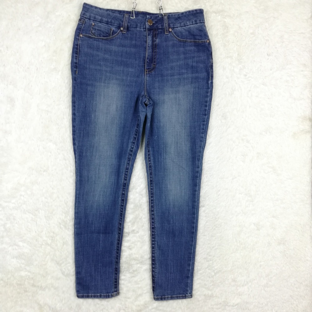 Seven7 Womens Jeans Tummy Control High Rise Skinny Blue Denim Medium Plus 16